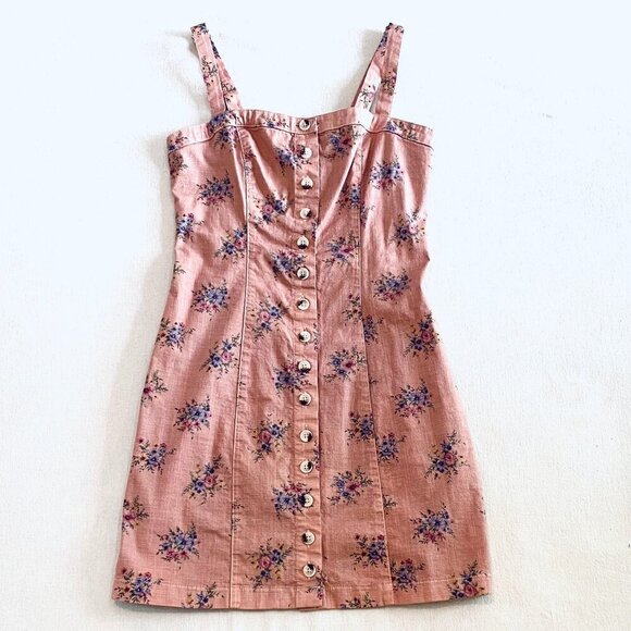 Forever 21 Dresses & Skirts - Forever 21 pink floral mini dress Womens Small stretch retro flowers body con